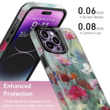 For Iphone 14 Pro Wallet Case With Card Holder, Rfid-Blocking, Military-Grade Drop Protection & Floral Animal Design, Magnetic Closure With Leather Kickstand - Dreamy Flowers