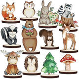12 Pcs Woodland Animals Wooden Animal Cutout Shapes Forest Painted Woo