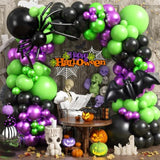 Halloween Balloon Arch Kit: Purple, Black & Lime Green with Bat Foil