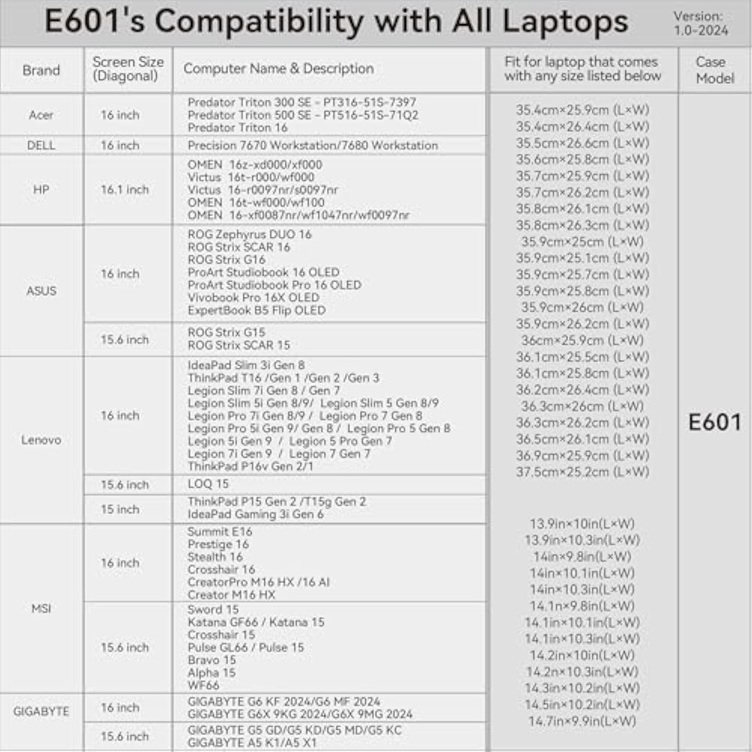 Smatree Laptop Sleeve for 16 inch ASUS ROG Strix G16 2025/2024/2023,for 16 inch ASUS TUF Gaming F16 2025,for 16inch ROG Strix Scar 16 2025/2024/2023,ROGZephyrus Duo 16 2023/2022,Case with Pocket(E601)