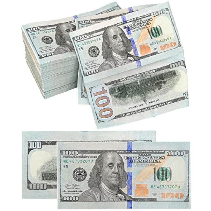 48-Count Disposable Dinner Paper Party Napkins, $100 Dollar Bill Money