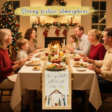Jesus Christmas Decoration Holy Night Nativity Christ Table Runner Merry Christmas Tabletop Cover,Seasonal Winter Xmas Party Decorations For Home Indoor Kitchen Dining