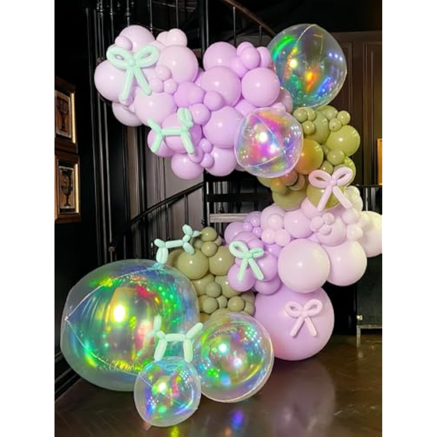 9Pcs Iridescent 4D Round Ball Balloons 10 Inch/Holographic Balloons For Spring/Clear Foil Decorative Folding Rainbow/Taylo Singer Concert Decoration/Under The Sea Mermaid Party Balloon