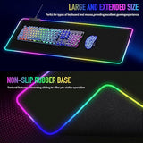 Large Rgb Gaming Mouse Pad 15 Light Modes Touch Control Extended Soft Computer Keyboard Mat Nonslip Rubber Base For Gamer Esports Pros 31.5X11.8