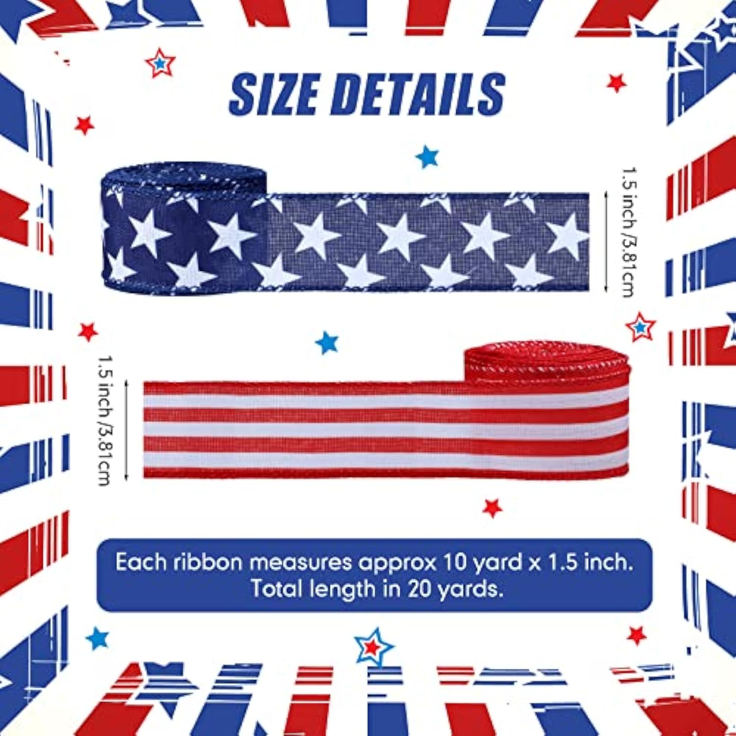 2 Rolls 20 Yard Christmas Wired Edge Ribbon Christmas Party Decoration