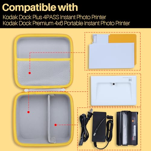 Hard Case Compatible With Kodak Dock Plus 4Pass / Kodak Dock Premium 4X6 Portable Instant Photo Printer(Off White Case)