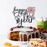 Happy New Year Cake Topper Cheers to 2026 Black Glitter Party Decorations