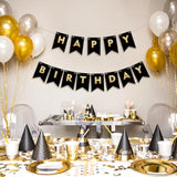 Happy Birthday Banner, Black And Gold Birthday Banner, Happy Birthday Decoration, Black And Gold Party Decoration