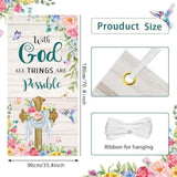 Spring Christian Door Banner With God All Things Are Possible Spring Easter Cross Banner Backdrop For Christian Holiday Photo Prop Booth 3X6Ft
