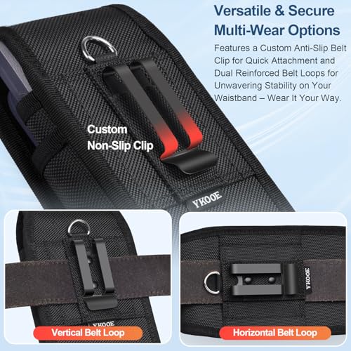 Heavy-Duty Dual Phone Holster Compatible with iPhone/ Galaxy/Google Pixel & Moto G Power - Secure Fit with Military-Grade Large Belt Clip,