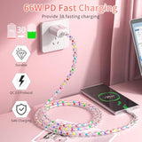 Usb C Cable 66W Fast Usb A To Usb C Charging Cable 6.6Ft/2M Long Cute Beaded For Iphone Charger Pearl Usb Type C Charger Cord For Iphone 17 16 Pro/16 Pro Max/16 Plus15 Pro Max Plus Transparent