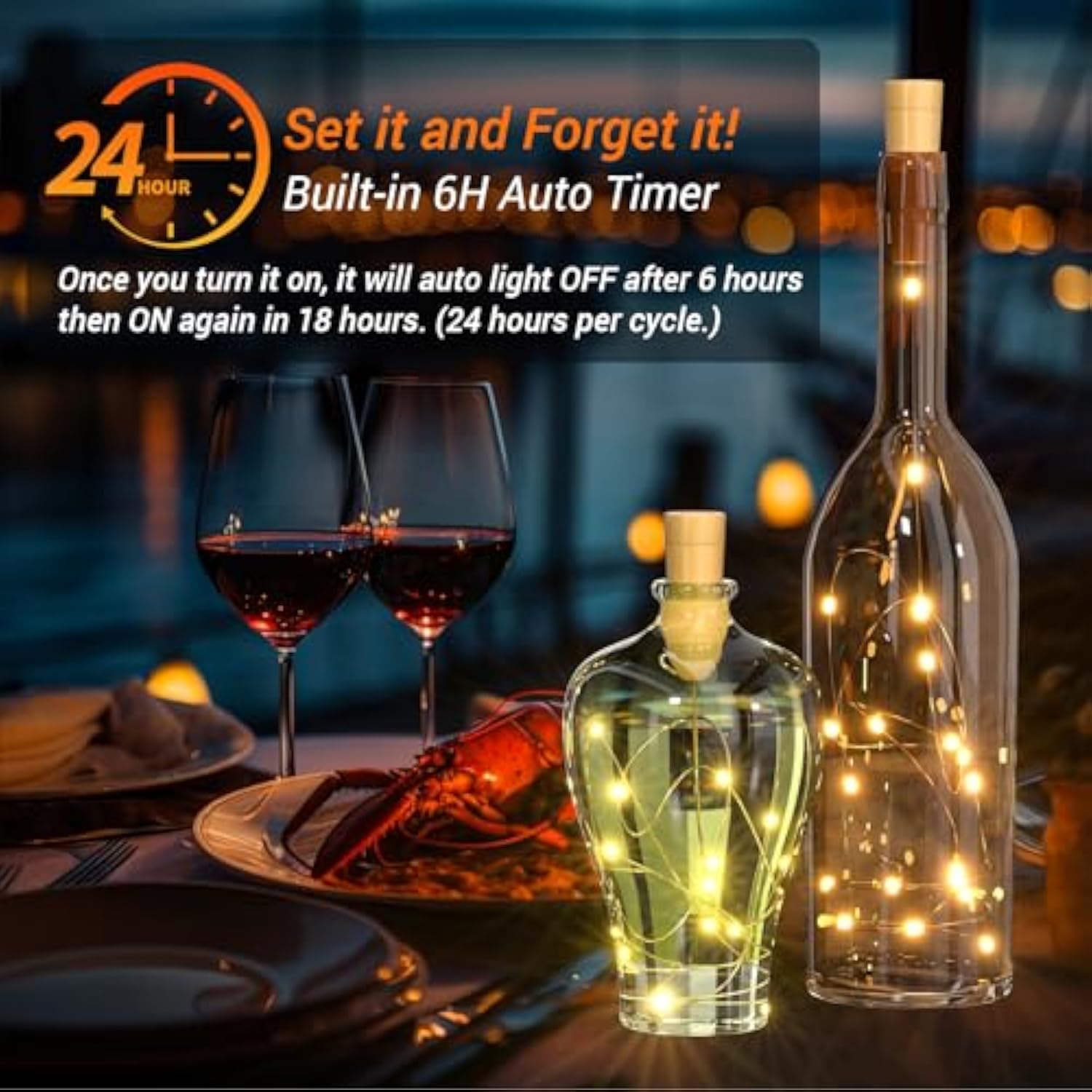 Wine Bottle Cork Lights With Timer, 10 Pack 20 Led 6.6 Ft Fairy String Lights Battery Operated For Diy Party Wedding Chr