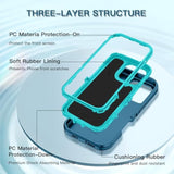 For Iphone 16 Pro Case Heavy Duty Protective Shockproof Dropproof 3-Layer Full Body Protection [Without Screen Protector] Tough Rugged Cover For Iphone 16 Pro 6.3",Turquoise