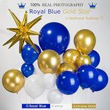 Royal Blue And Gold Balloon Garland Arch Kit 156Pcs Blue Gold White Star Balloons For Wedding Prince Baby Shower For Boy Men Birthday Graduations Class Of 2025 Prom Decorations Ceremony Supplies