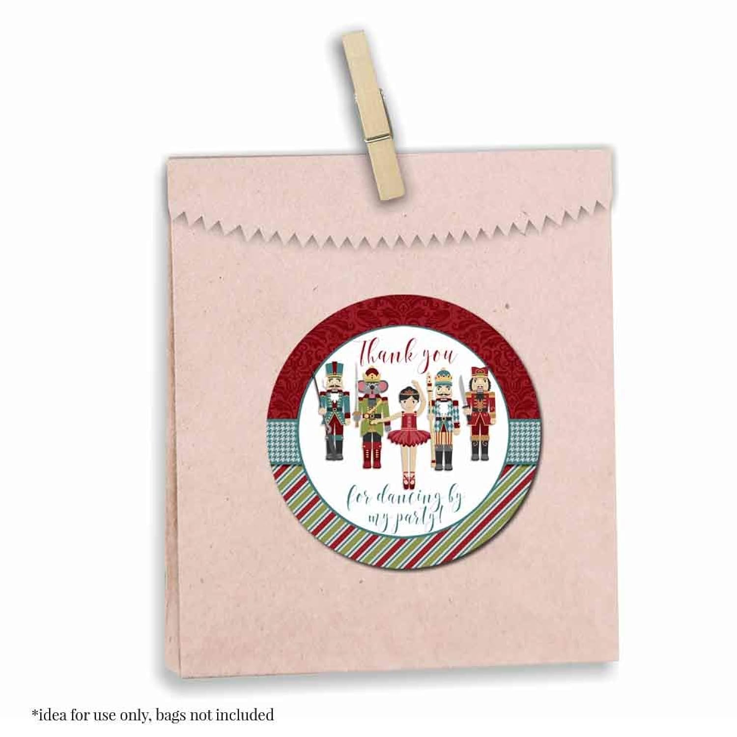 Nutcracker Ballet Themed Christmas Holiday Thank You Sticker Labels, 40 2" Party Circle Stickers By Amandacreation, Great For Party Favors, Envelope Seals & Goodie Bags