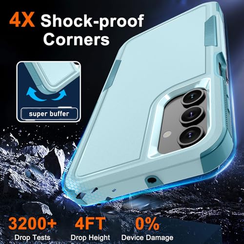 Case For Samsung Galaxy A16 5G, Full Body Heavy Duty Rugged Shockproof Protective Phone Cover With Lanyard Strap, Tempered Glass Screen Protector And Camera Lens Cover, Mint Green