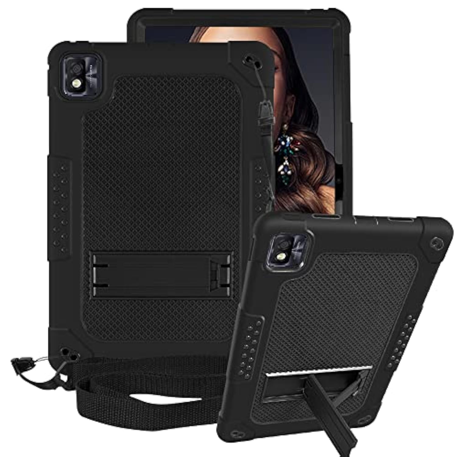 For Tcl Tab 10 5G Tablet Case With Shoulder Strap Soft Silicone&Hard Back Hybr