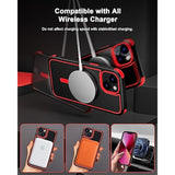 For 14 Case/ 13 Case, Compatible With Magsafe, Crystal Clear Case W/Magnetic Ring, Multicolor Protective Shockproof Bumpers, Not Yellowing Slim Cover For Men Women (Black/Red)