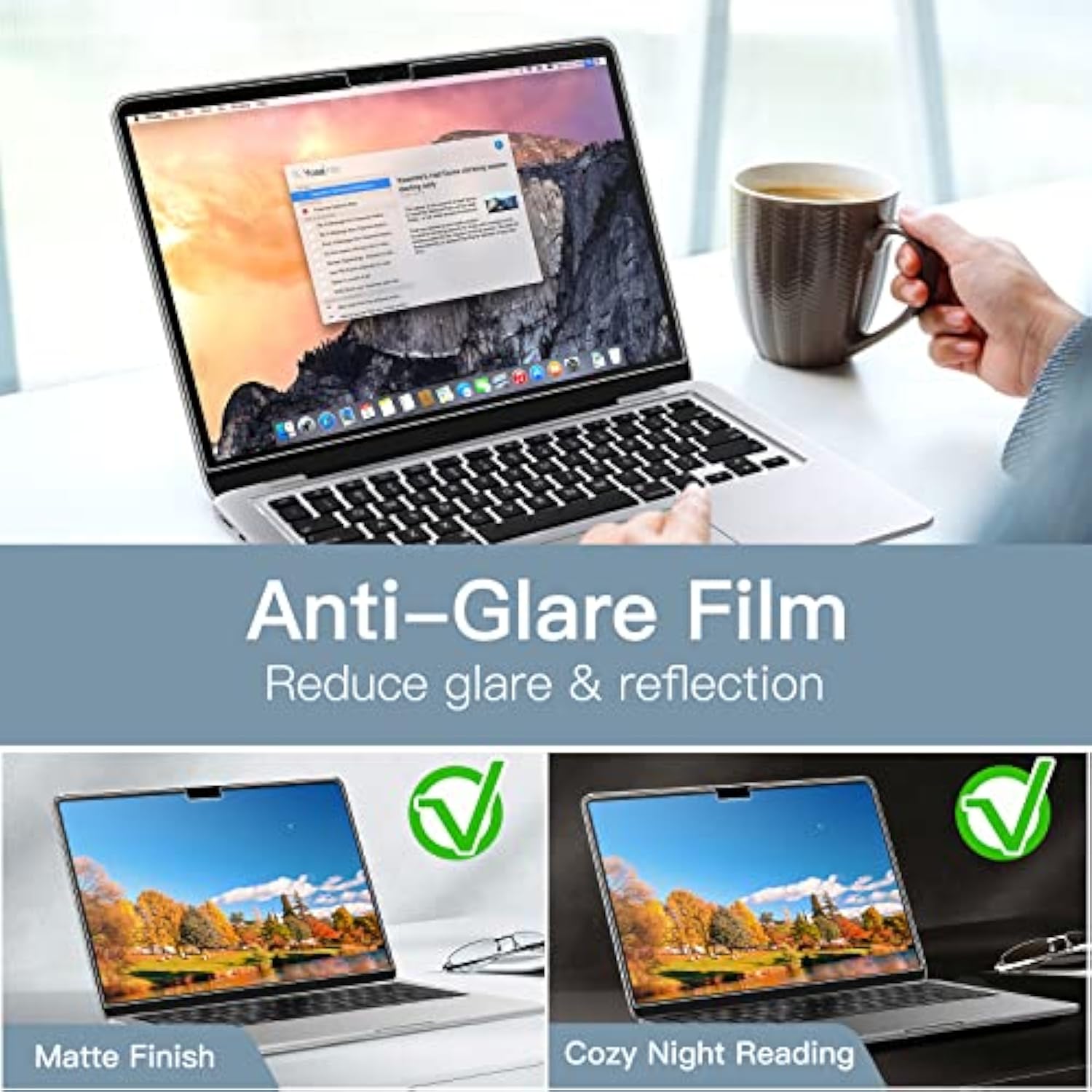 Screen Protector for MacBook Air 13.6 Inch (2022, M2), Anti-Glare Film Matte