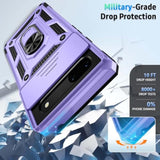 For Google Pixel 6A Case With Camera Lens Cover Hd Screen Protector, 10 Ft Military Grade Drop Protection, Magnetic Ring Holder Kickstand Protective Phone Case,Lavender