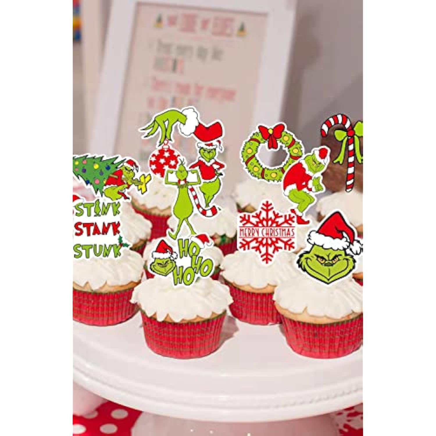 Christmas Cupcake Toppers 48 Pcs Cake Topper Christmas Party Decorations Santa Xmas Theme Birthday Party Decorations Supplies