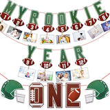 2 Pcs Football Rookie Of The Year First Birthday Party Decoration Football Monthly Photo Banner Rookie Of The Year 1St Picture Banner Birthday High Chair Decor Baby Shower Sport Party Supplies