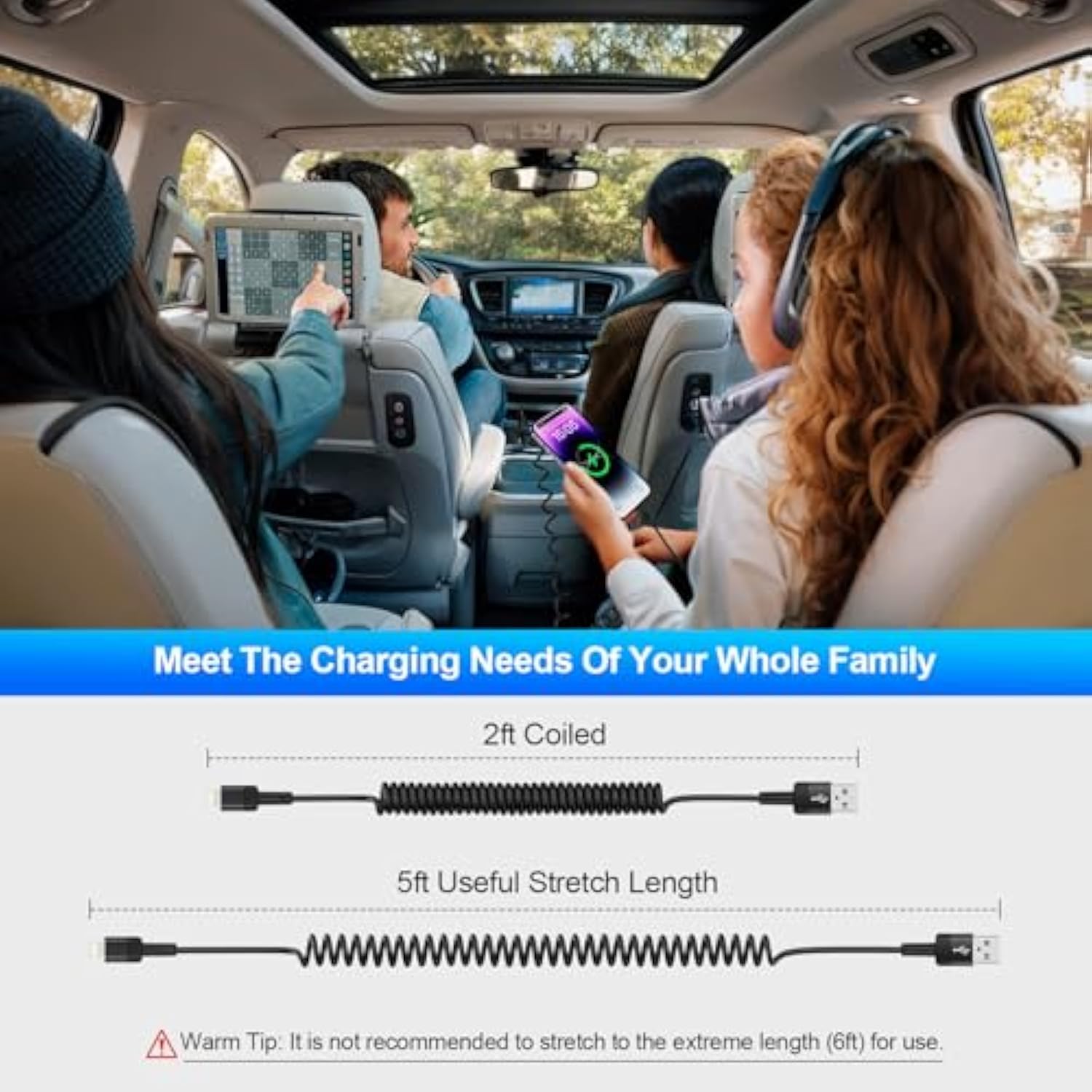 Coiled Lightning Iphone Charger Cord Fast Charging 6Ft/2Pack [Apple Mfi Certified] Compatible With Iphone 14 13 12 11 Pro Max Xr Xs X 8 7 6 Plus Se,Ipad,Ipod,Retractable Car Charger Carplay Long Cable