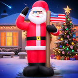 8Ft Christmas Patriotic Inflatable Outdoor Decoration, Santa Claus With American Flag, Led Lights Holiday Blow Up For Pa