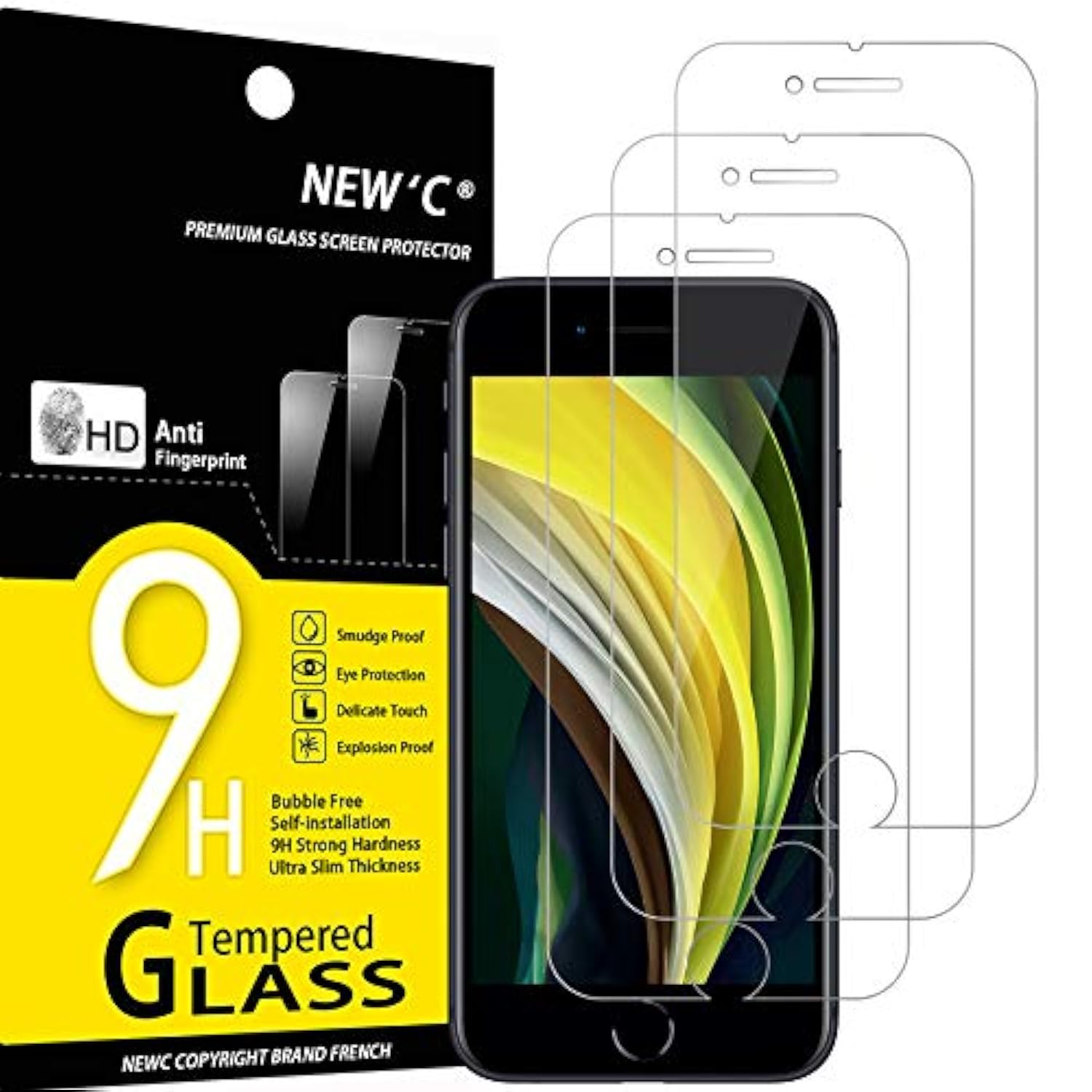3-Pack Tempered Glass Screen Protector for iPhone SE 3/2 4.7 Inch Case-Friendly