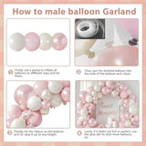 Pearl Pink & White Balloon Garland Kit: Double Stuffed Pastel Balloons