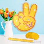 Two Groovy Pinata - Groovy Pinata With Blindfold And Bat For Kids Groovy Hippie Theme Birthday Party Game Decorations (16”X12”X3”)
