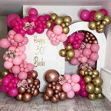 Pink Balloon Garland Arch Kit-122Pcs Hot Pink And Gold Balloons Different Sizes For Princess Themed Birthday Girl'S Baby Shower Bridal Shower Wedding Valentine Party Decorations