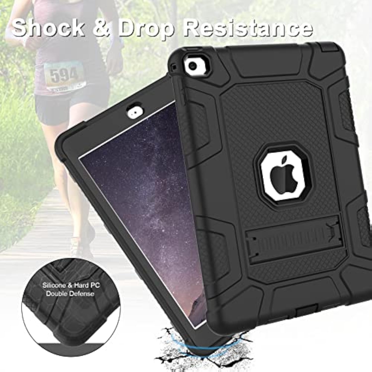 Case For Ipad Air 2Nd Generation 2014, Ipad Air 2 Case With Kickstand, 3 In 1