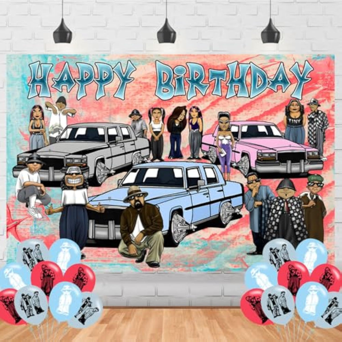 Cholo Happy Birthday Backdrop Chicano Graffiti Hip Hop Banner for Party & Photo Props