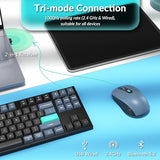 B33 Wireless Keyboard & Bm25 Mouse Combo, 2.4 Ghz/Bluetooth 5.2/Wired, 80% Tkl Silent Portable Ergonomic Keyboard Adjustable Dpi Mouse, Unifying Receiver For Macos Windows Linux