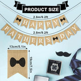 Happy Father's Day Banner Fathers Day Bow Tie Burlap Hanging Banner Garland Rustic Party Decoration for Dad Daddy Birthday Indoor Outdoor Mantel Fireplace Decor Supplies