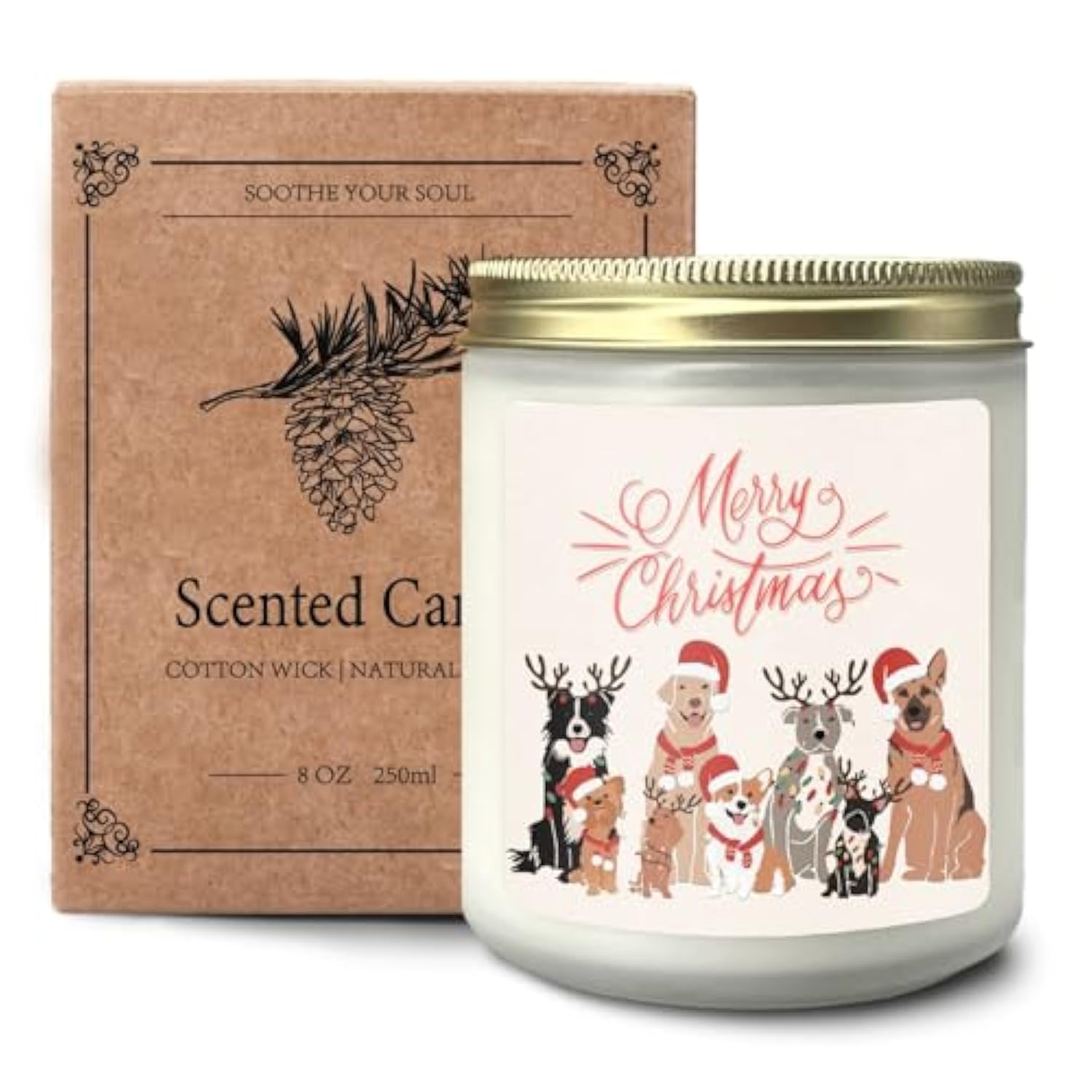 Dog Christmas Scented Candles, Dog Christmas Decorations, Dog Candle, Dog Mom Candle, Dog Gifts, Dog Gifts For Women Dog Lovers, Dog Mom Gifts, Gifts For Dog Owners, Merry Christmas Cedar Candle