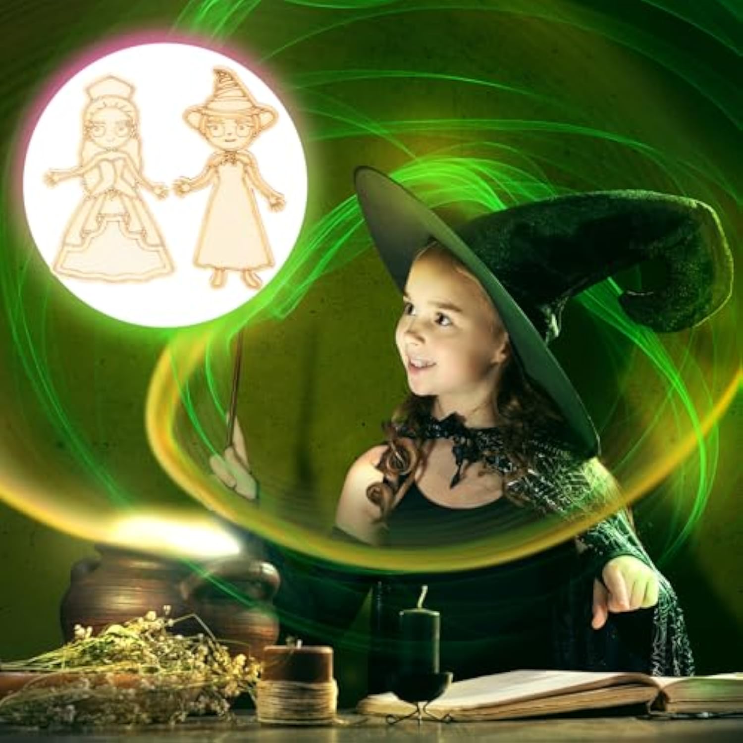 12 Sets Paint Your Own Witch Party Favors Pink And Green Princess Party Favors Diy Wood Painting Craft Kit Color Your Own Art Craft Kit(Witch)