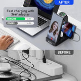 Wireless Charger For Samsung Charging Station, 5 In 1 Wireless Fast Charger For Galaxy S25 Ultra/S24 Ultra/S23/S22, Watch Ultra 7/6/5/4/3, Charger Dock Stand For All Galaxy Tab Series,Black