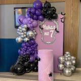 Purple Black Balloons, 12 Inch Dark Purple Light Balloons With Metallic Purple Confetti Latex Balloon Set For Girls Women Halloween Birthday Bridal Shower Wedding Party Decorations Is-02
