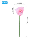 13" Artificial Anthurium Lily Flowers, 6 Pack Permanent Flower Floral Arrangements Bouquet For Home Decor Bridal Wedding Festival Party, Fuchsia White