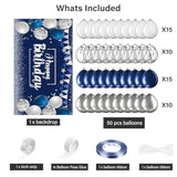 50pcs Navy Blue & Silver Confetti Balloon Kit with Banner for Birthdays