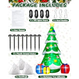 12Ft Christmas Tree Inflatables, Giant Blow Up Christmas Tree With Boxes, Lighted Up Xmas Inflatables With Rotating Snowflake Lights For Xmas