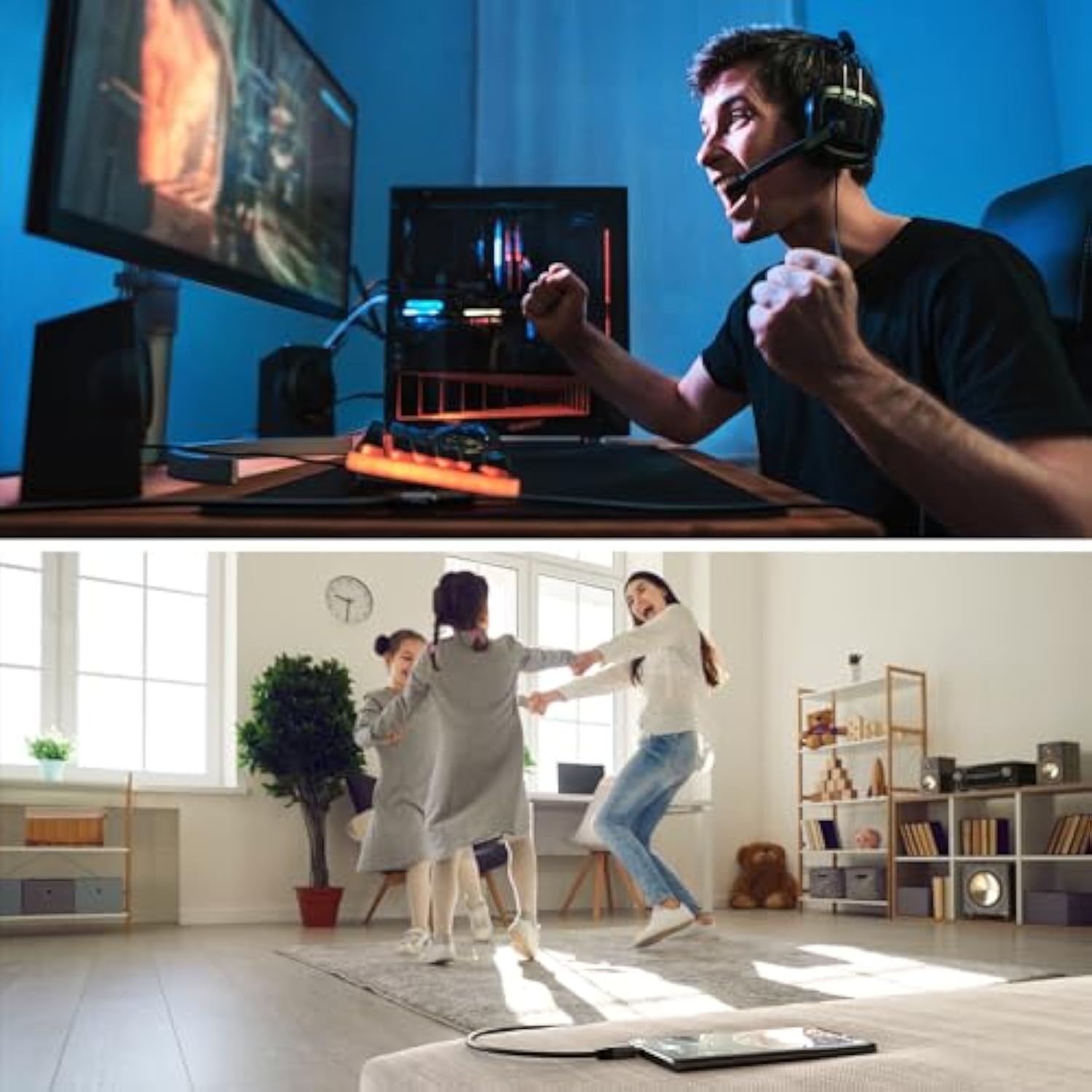 KabelDirekt – Headset Extension Cable – 10ft – Headphone Extension Cord with Break-Proof Metal Plug for Gaming Headsets & Headphones with Microphone, TRRS, 4-Pole, 3.5mm Male to Female
