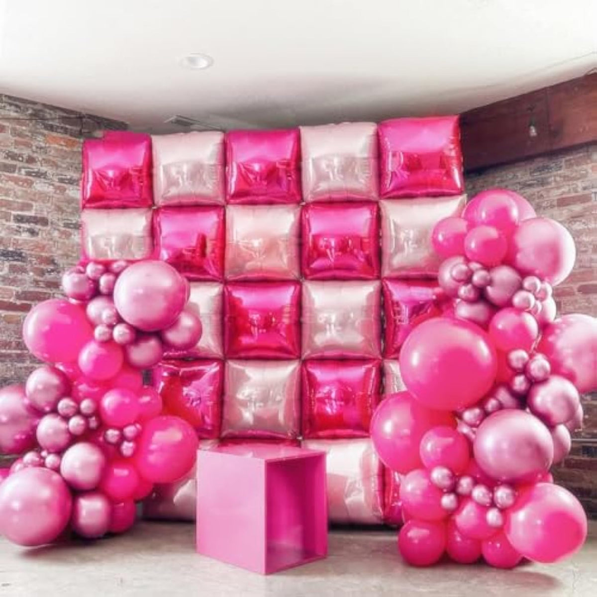 Metallic Hot Pink Foil Balloon Arch Kit – Square Mylar Balloons for Party Backdrops & Events