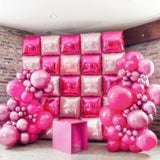 Metallic Hot Pink Foil Balloon Arch Kit – Square Mylar Balloons for Party Backdrops & Events