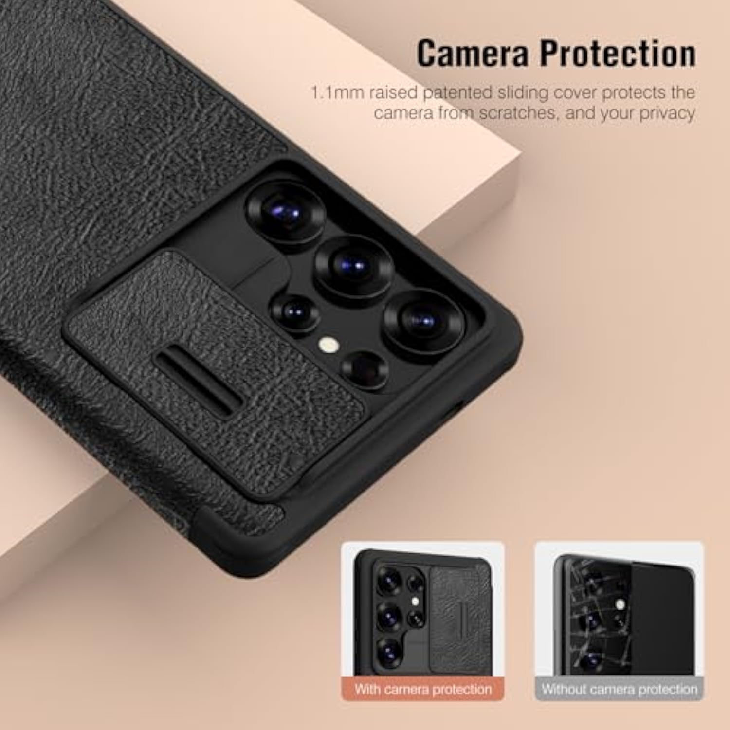 For Samsung Galaxy S25 Ultra Wallet Case With Camera Cover, [Lens Protection] Premium Leather Slim Protective Shockproof Hard Cover Flip Phone Case For Galaxy S25 Ultra 6.9'' Black