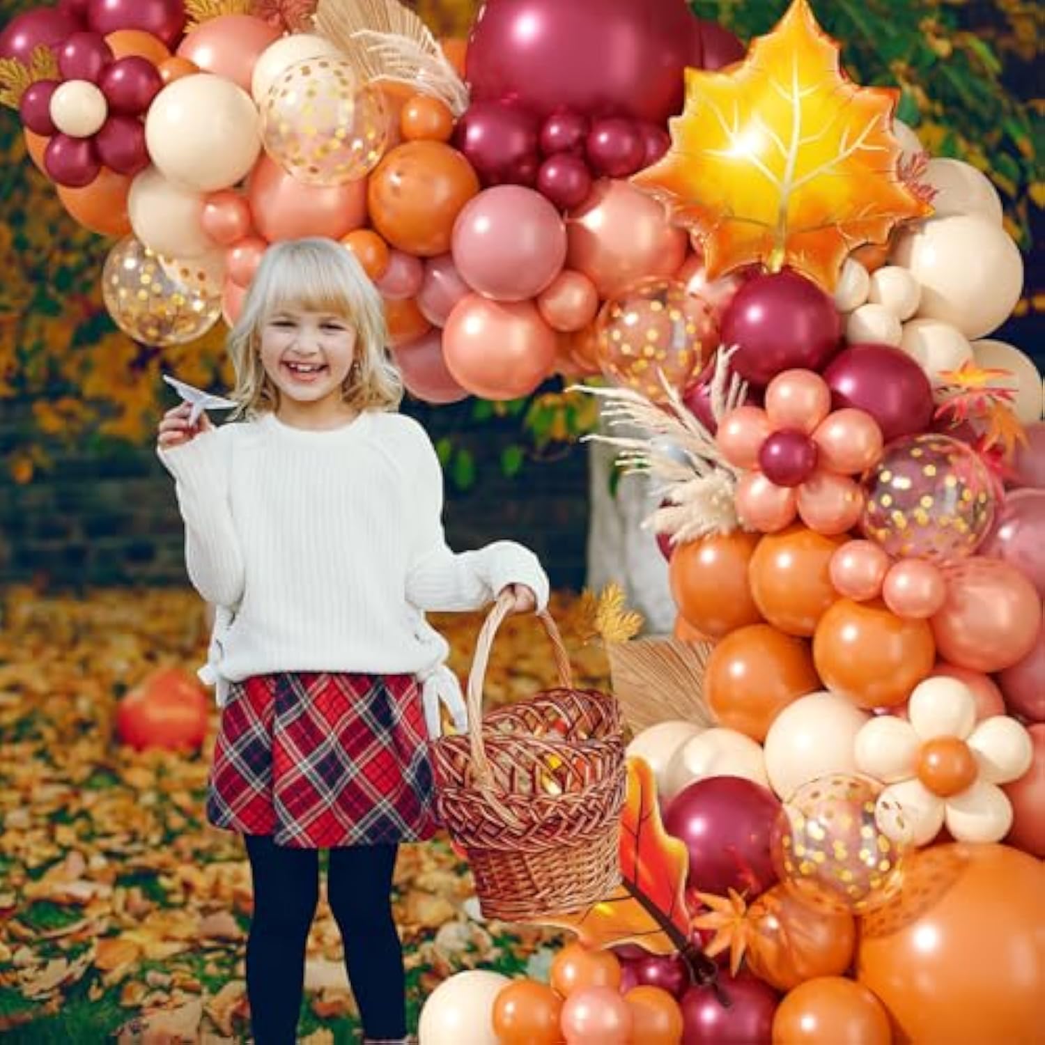 Fall Balloon Garland Arch Kit Orange Wine Red Dusty Pink Rose Gold Party Decor