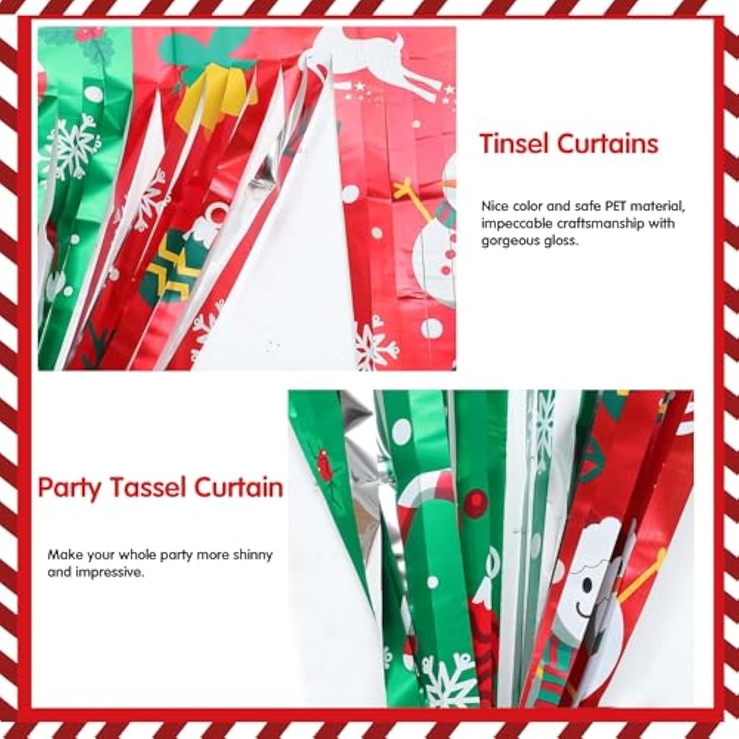 Christmas Party Decorations Set With Merry Christmas Banner, 35 Balloons, 18 Photo Props, 2 Foil Curtains, Red Green White