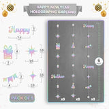 Iridescent Happy New Year 2026 Garland 6.5 Ft Party Decorations